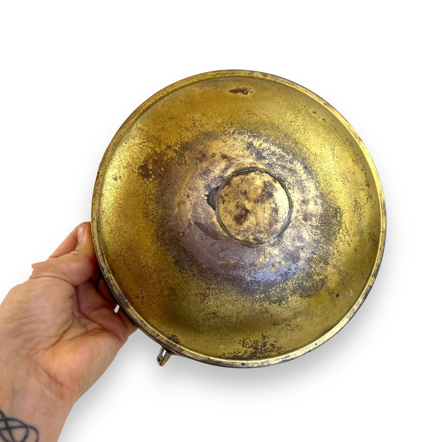 Brass Basket with Handle - Embossed Design