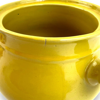 Colourful flower yellow fondue pot with lid