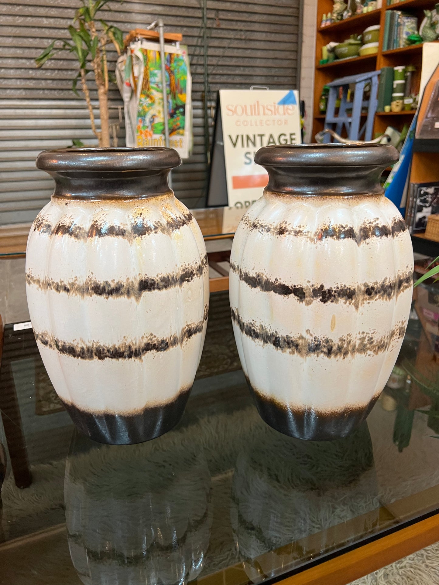 Pair Scheurich West German Pottery Vases 292-54