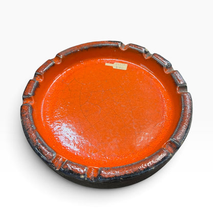Ellis Pottery Ceramic Ashtray – Orange & Black
