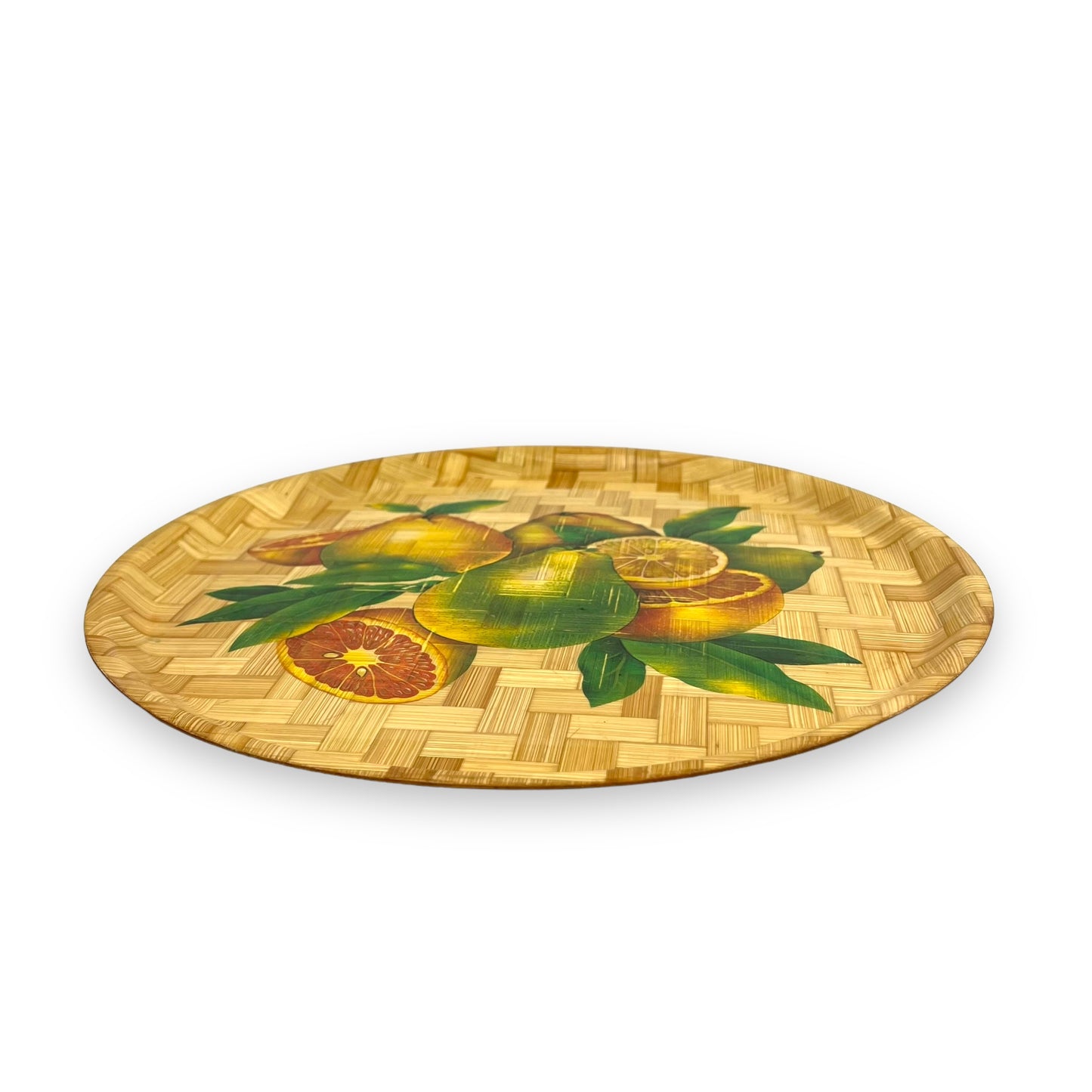 Round Bamboo Tray with fruit art