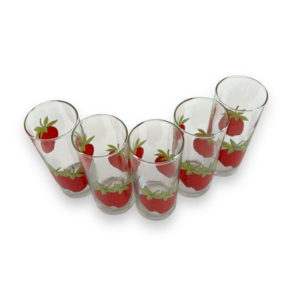 Strawberry Pattern Glass Set of 5