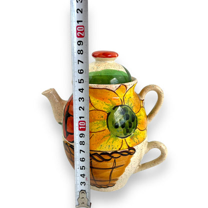 Yellow flower teapot and cup set