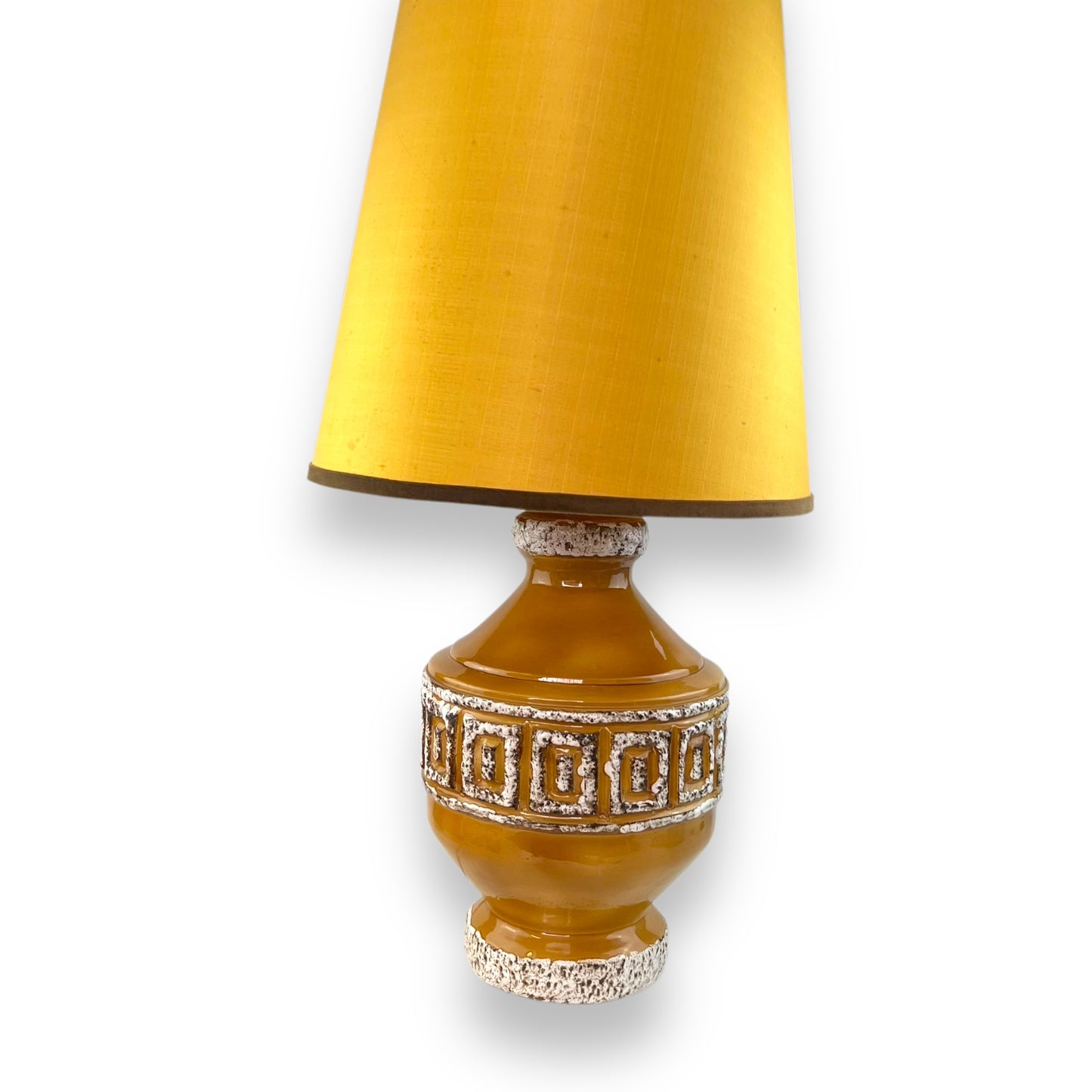 West German Ceramic Lamp with Original Mustard Shade