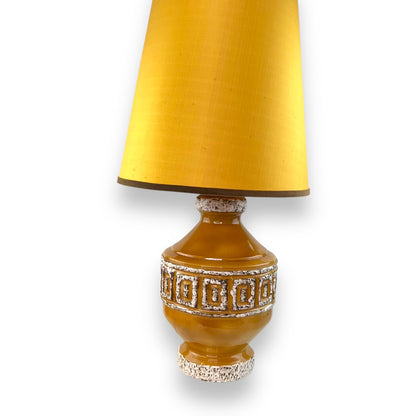 West German Ceramic Lamp with Original Mustard Shade