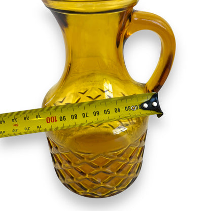 Amber Glass Jug – Diamond Cut Pattern