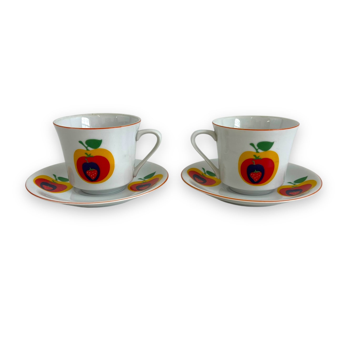 Strawberry & Apple design teacup set of 2