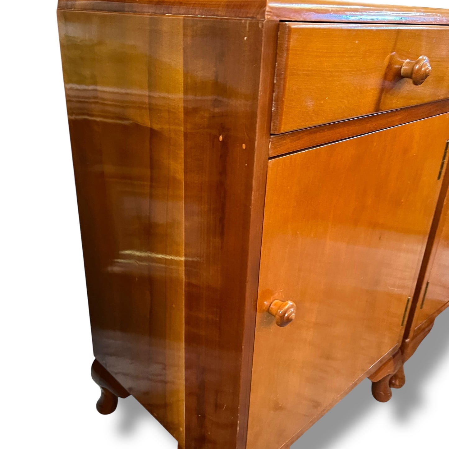 Pair of Vintage Timber Bedside Cabinets with Drawer & Cupboard