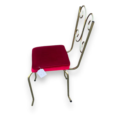 Hollywood Regency Gold & Red Velvet Chair