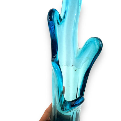 Blue Finger Pull Glass Vase