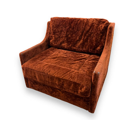 Orange Maroon Crushed Velvet Single Lounge Chair