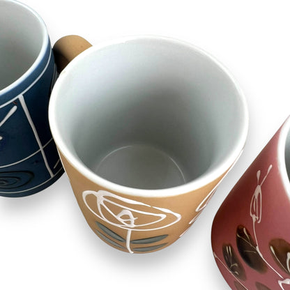 Japan Handpainted Mug Set of 4 (blue x2, beige and pink)