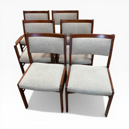 Parker Mid Century Teak Dining Chairs – Set of 6 (2 Carvers + 4 Chairs)
