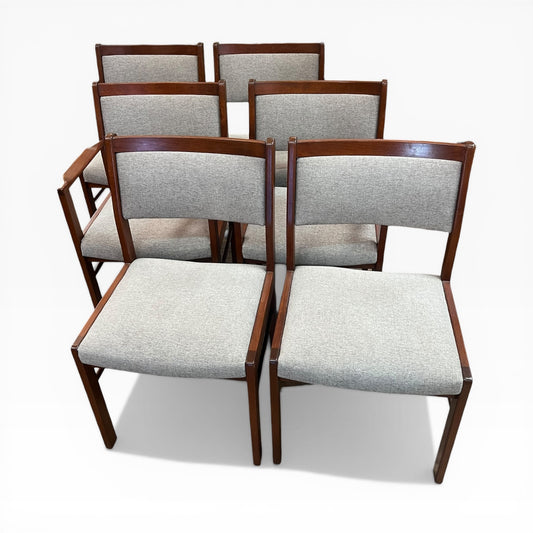 Parker Mid Century Teak Dining Chairs – Set of 6 (2 Carvers + 4 Chairs)