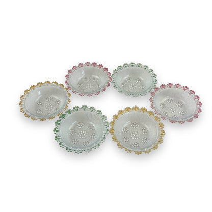 Set of Six Vintage Textured Bubble Lace Dessert Bowls made in Italy by Masserini.