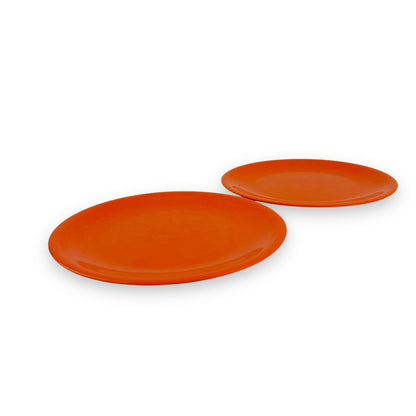 Orange Plastic Melamine Plate Set of 2