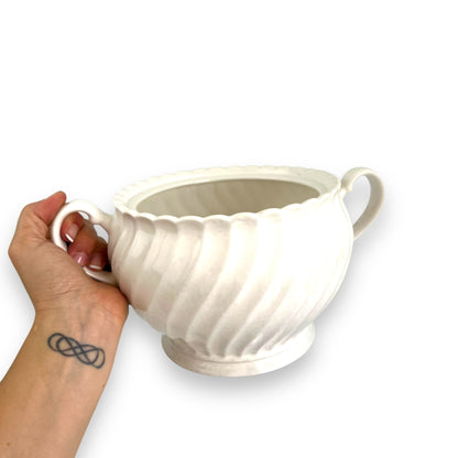 White Ceramic Serving Soup Pot with ladle made in Japan