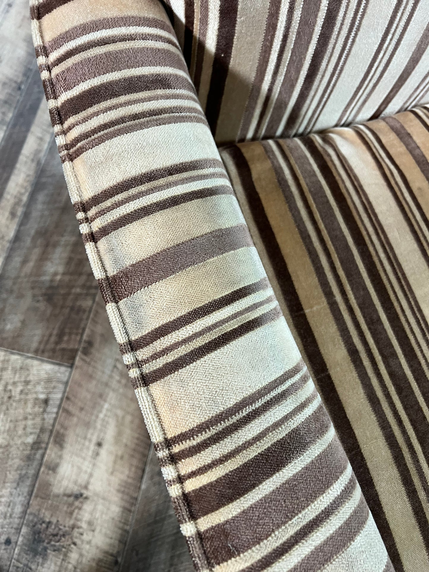 Striped Recliner Armchair with Footrest