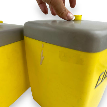 Yellow & Grey 1950s Plastic Nallyware Canister Set of 5 - Coffee, Tea, Rice, Sugar, Flour - Retro Kitchen Storage