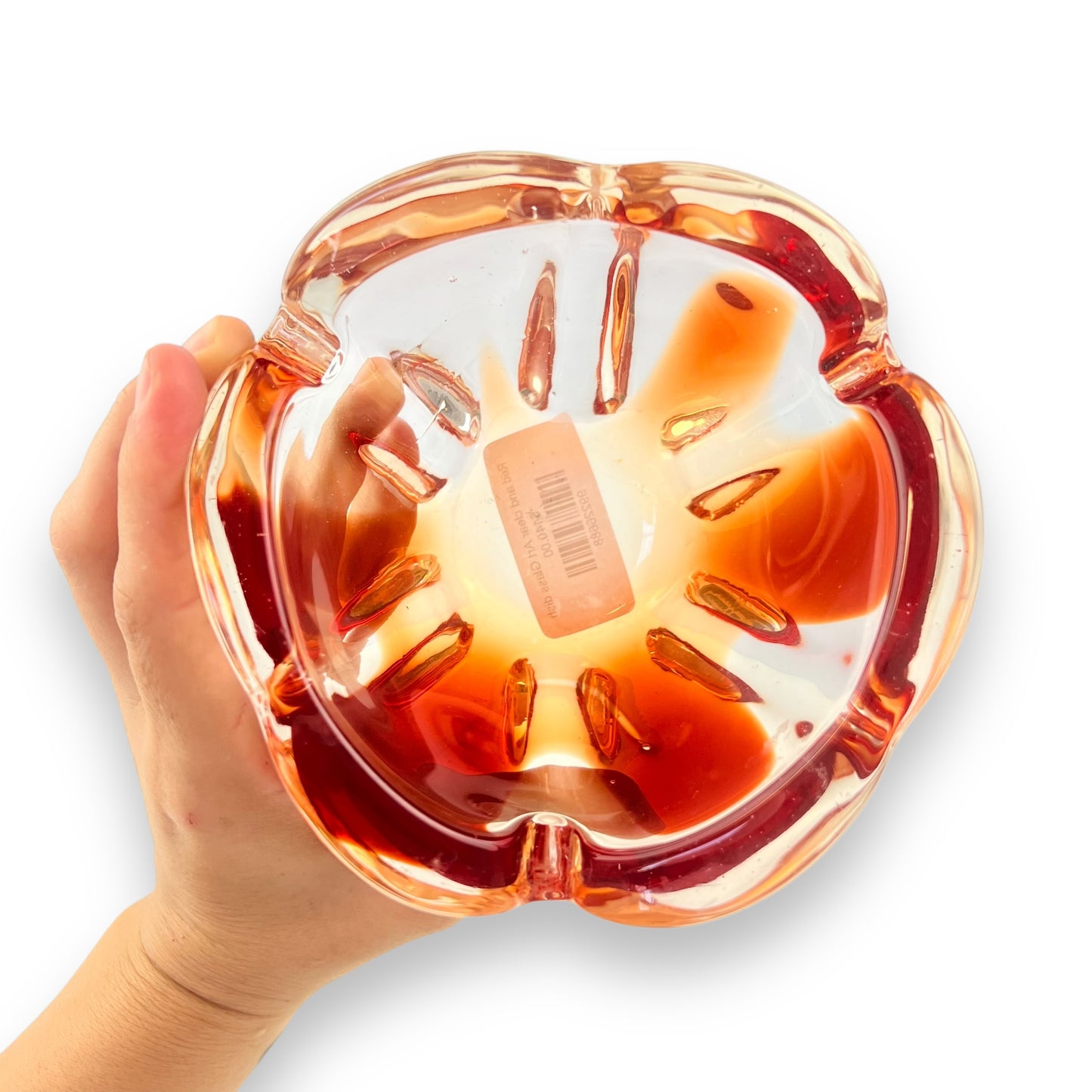 Red and clear Art Glass dish
