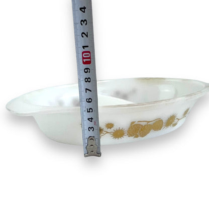 Gold Pine Cone Pattern Two Part Pyrex Dish