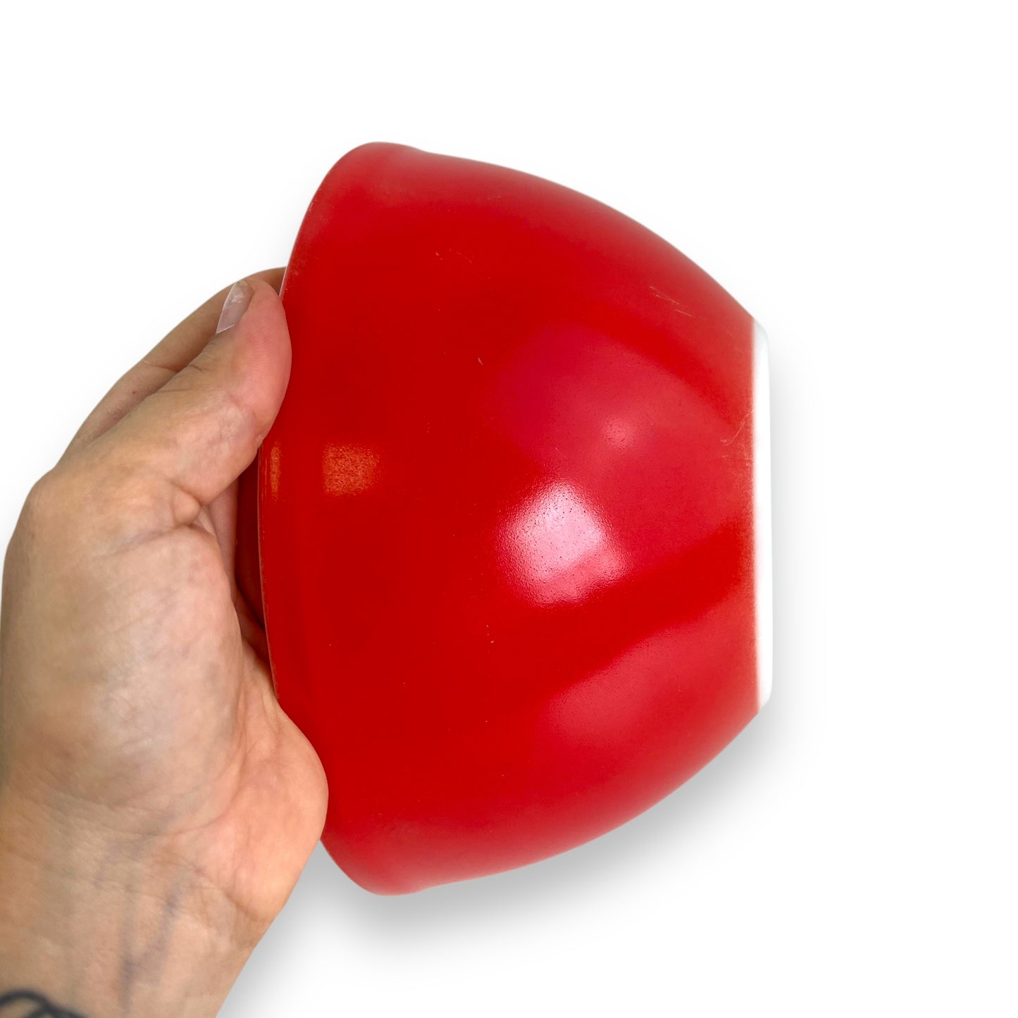 Red Glass Mixing Bowl