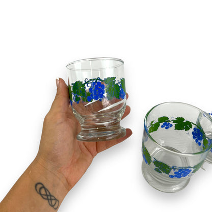 Grape pattern glass cup set of 3