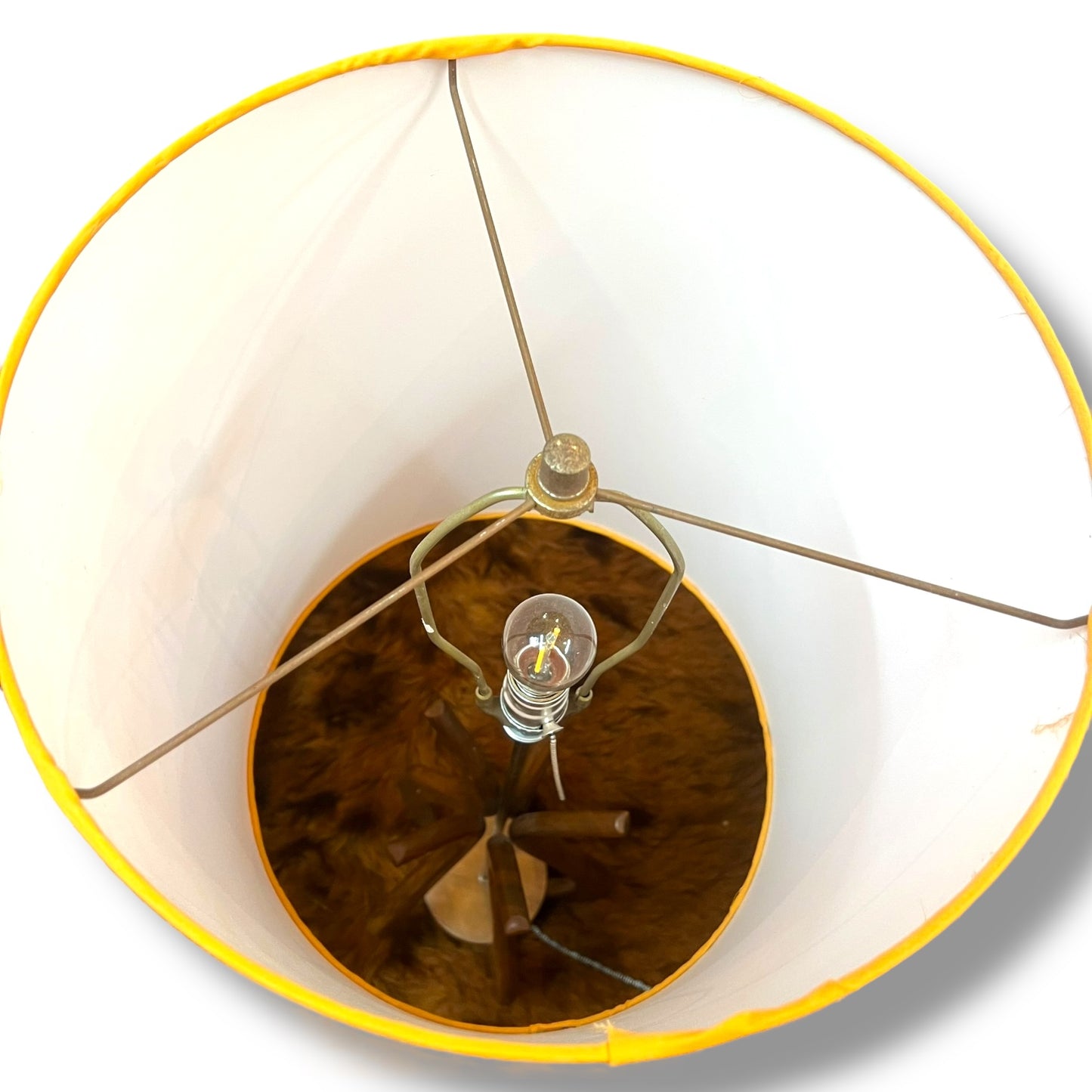 Pair of Mid-Century Teak Sculptural Lamps with Orange shades – Modeline