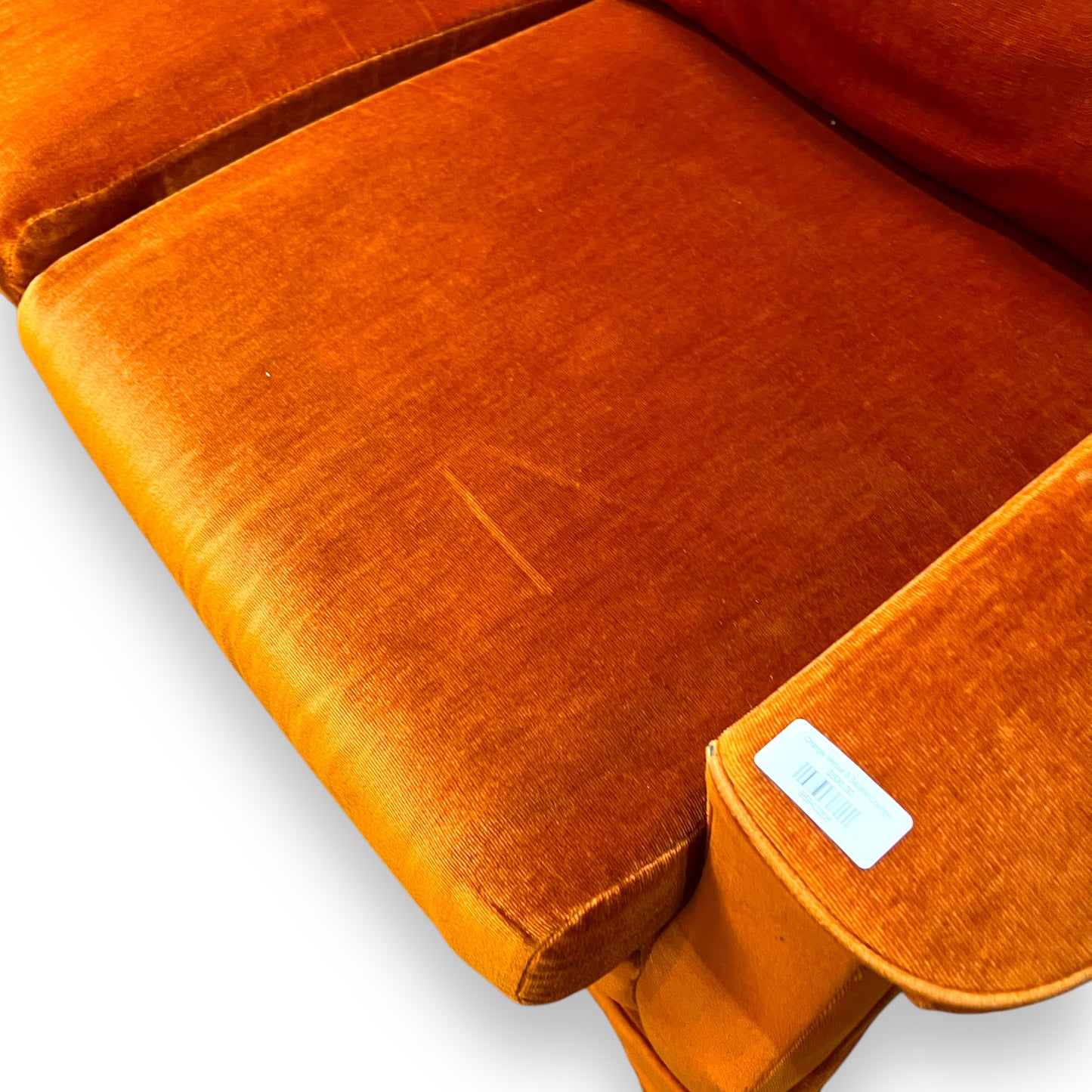 Orange Velour 3 Seater Lounge
