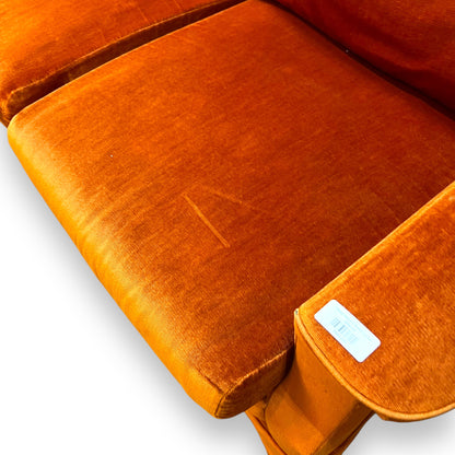 Orange Velour 3 Seater Lounge