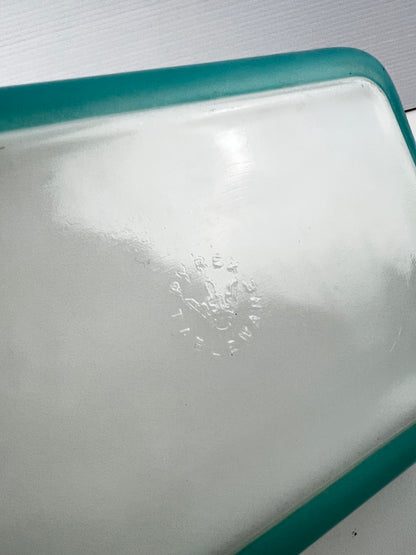 Pyrex Snowflake Turquoise Casserole Dish with Lid
