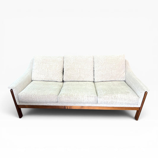 Danish Deluxe Three Seater Lounge Cream Patterned Upholstery