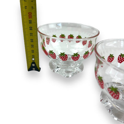 Glass Dessert Cup with strawberry pattern set of 4