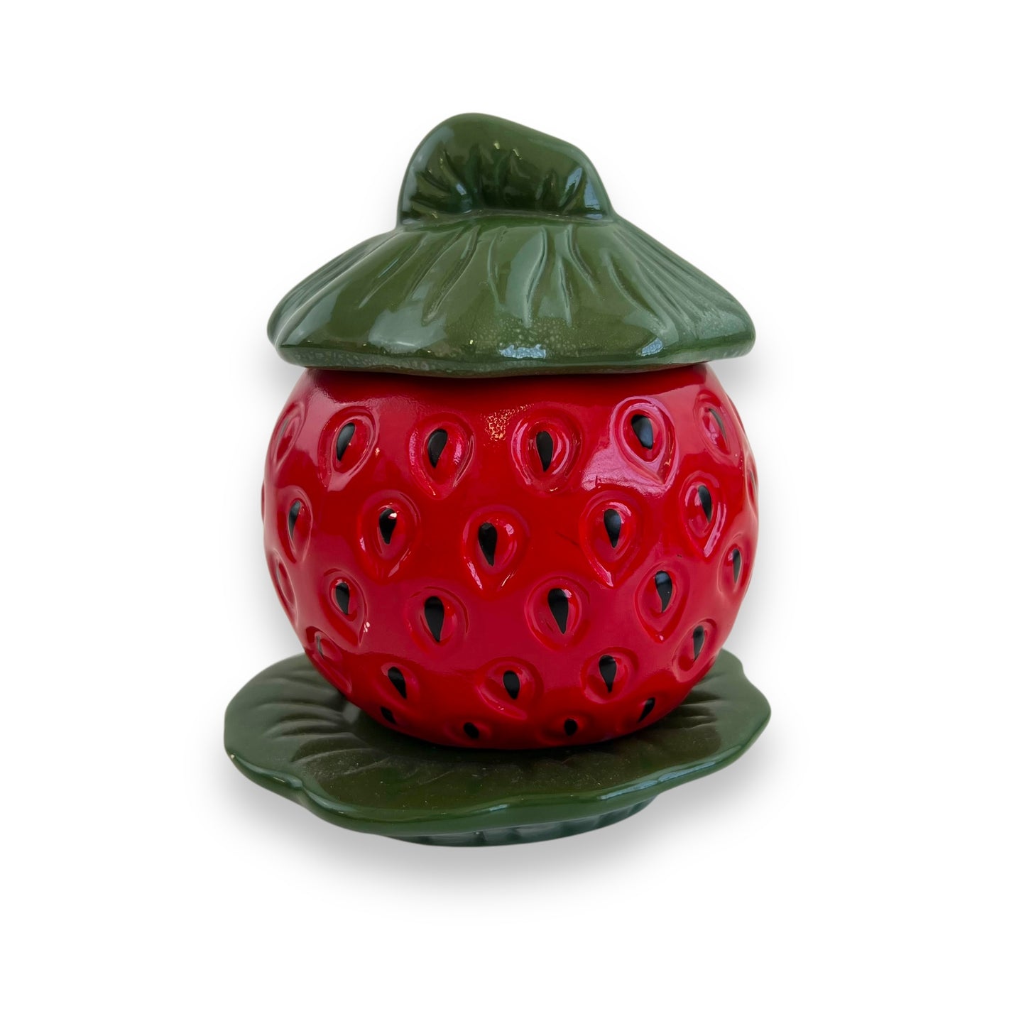 Strawberry sugar pot with lid