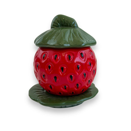 Strawberry sugar pot with lid