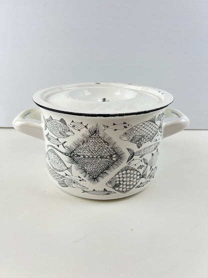 Finel Finland ‘Neptun’ Enamel Lidded Pot – Fish Pattern