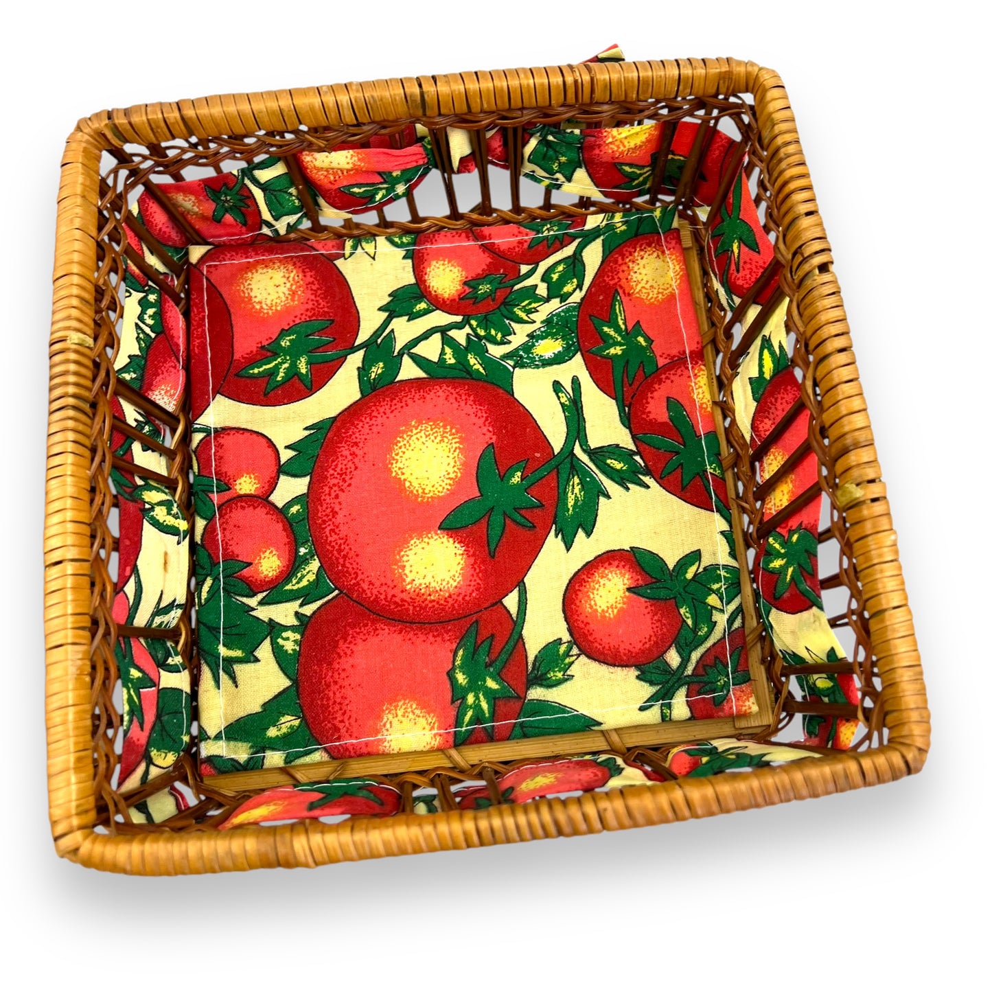 Tomatoes pattern square wicker basket