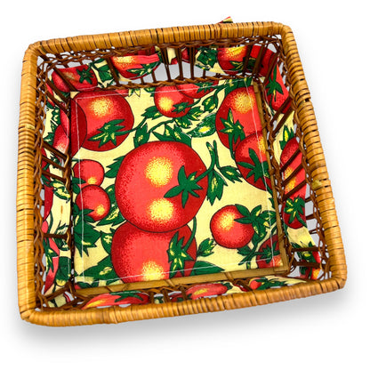 Tomatoes pattern square wicker basket