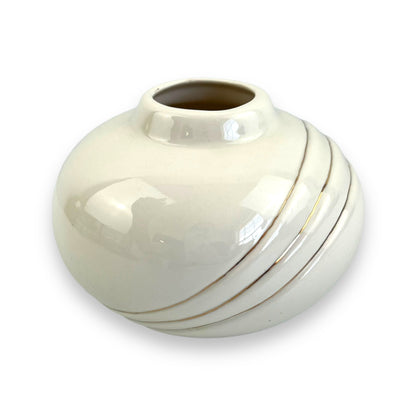 Cream vase with gold stripes