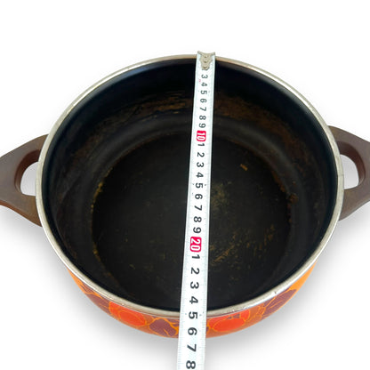 Orange Flower Enamel Large Cooking Pot with Lid