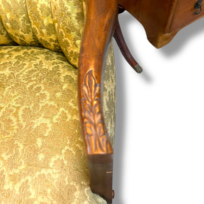Antique Tufted Armchair – Ornate Timber Frame