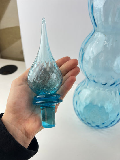 Toscany triple gourd blue glass genie bottle