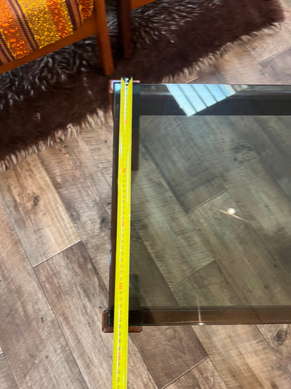 Mid-Century Timber & Smoked Glass Coffee Table