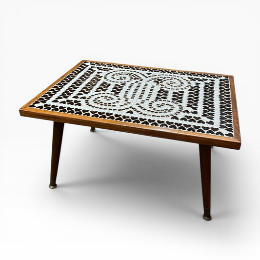 Mosaic Tile Coffee Table with Teak Frame