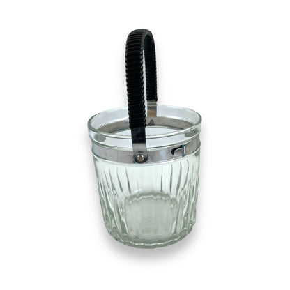 Glass Ice Bucket with Retro Black Handle