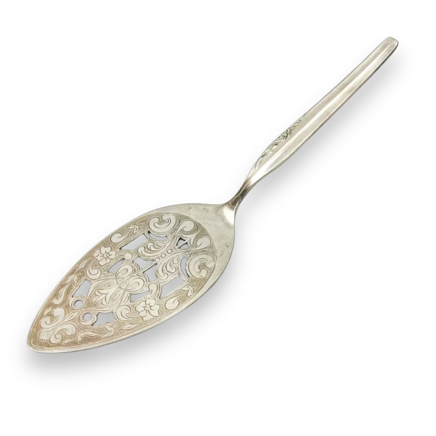 Silver cake serving utensil