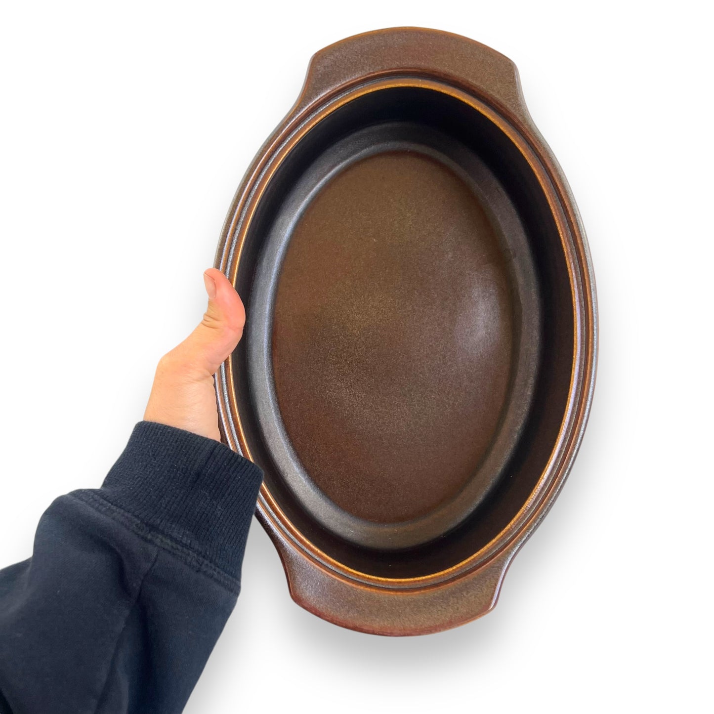 Wedgwood “Pennine” Pattern Dark Brown Oval Lidded Baking Dish