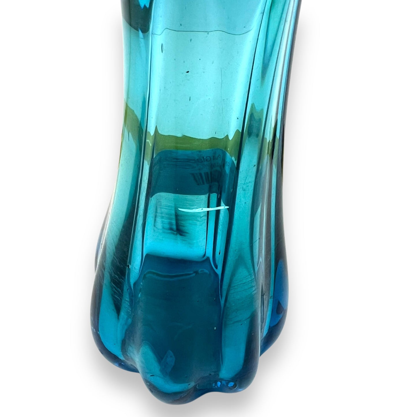 Blue Finger Pull Glass Vase
