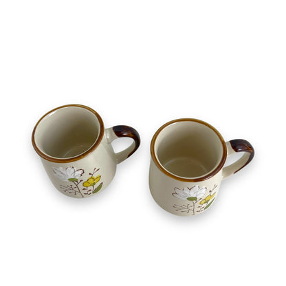 White & Yellow Flower Mug Set of 2