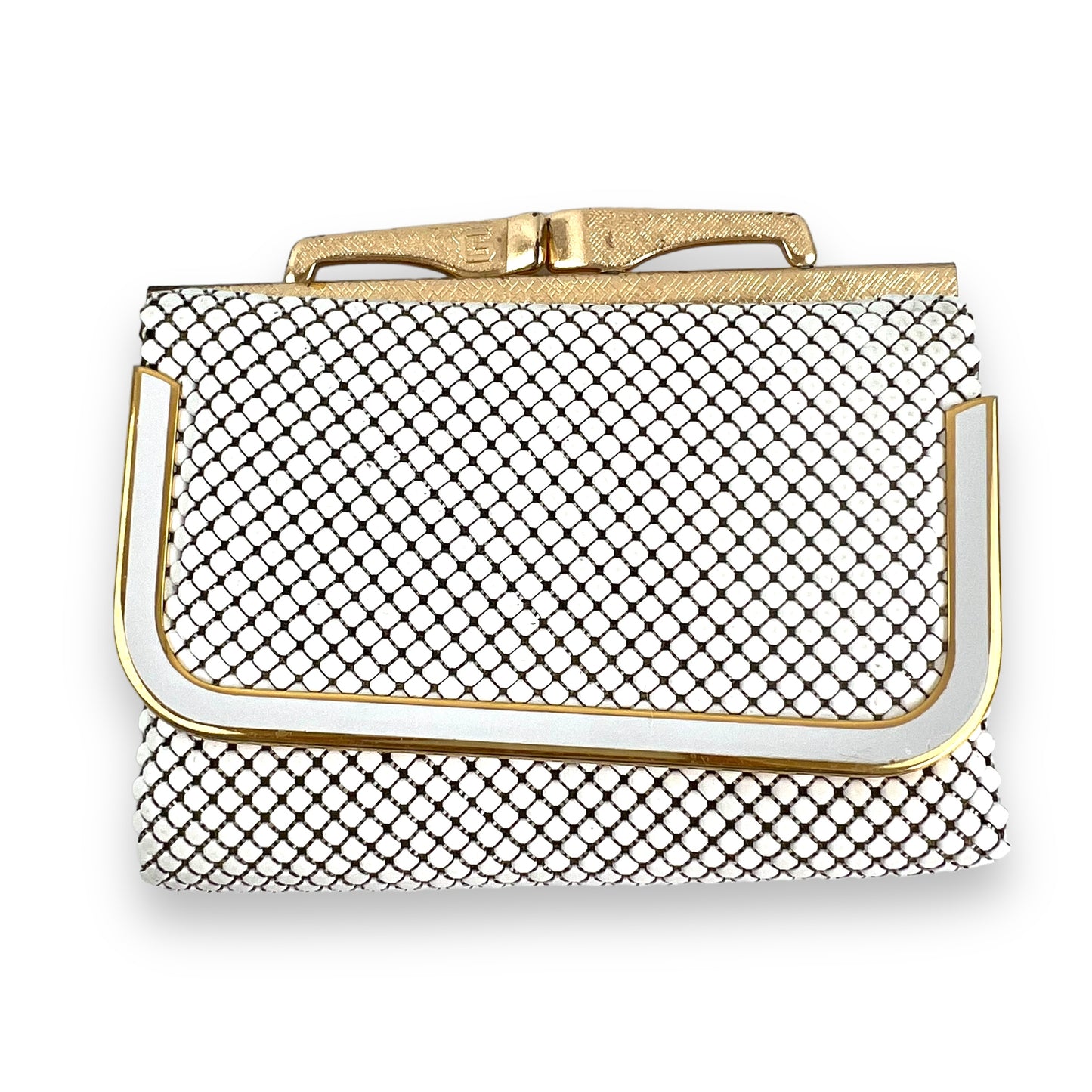 Glomesh white and gold mesh purse